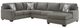 Sectionnel à 3 pièces avec chaise longue orientée vers la droite de Signature Design by Ashley® Clarington - Pierre grise-0