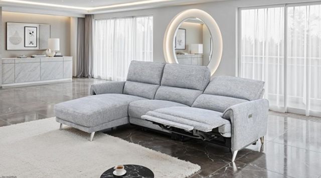 Furniture of America® Brande Gray Power Sectional with Left Chaise-1
