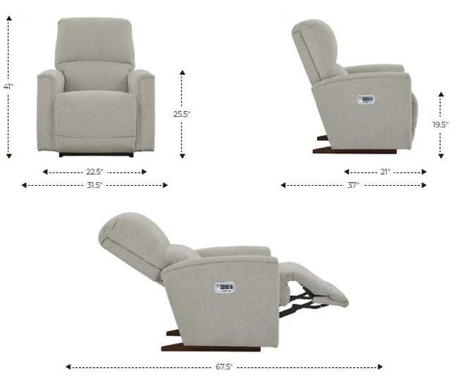 La-Z-Boy® Cade Pebble Power Rocking Recliner with Headrest and Lumbar-2