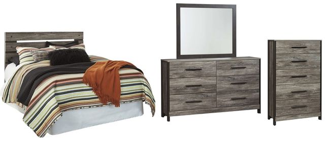 Signature Design by Ashley® Cazenfeld 4-Piece Black/Gray King/California King Panel Headboard Bed Set-0