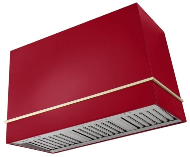 AGA Loge 48" Piccadilly Red Wall Mounted Range Hood with Brushed Nickel Trim-0