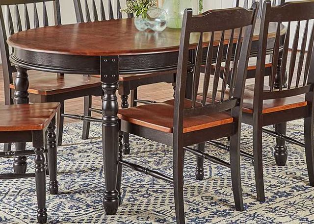 A-America® British Isles Antique Oak Extending Dining Table with Black Base-0