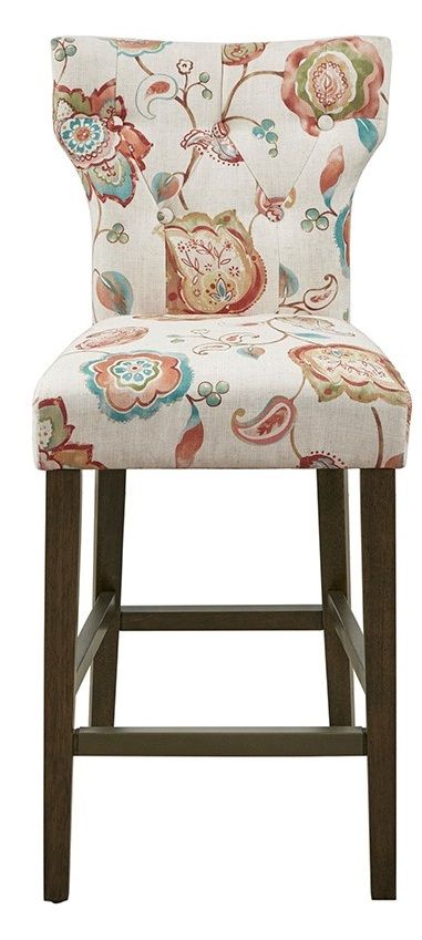 Olliix by Madison Park Avila Orange Multi Tufted Back Counter Stool-1