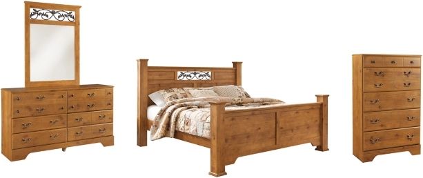 Signature Design by Ashley® Bittersweet 4-Piece Light Brown King Poster Bed Set-0