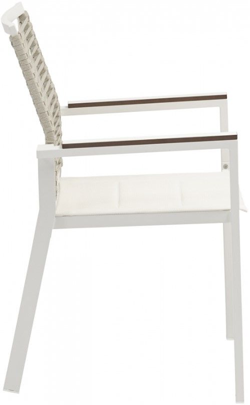 Meridian Furniture Maldives Beige/White Aluminum Outdoor Dining Arm Chair-2