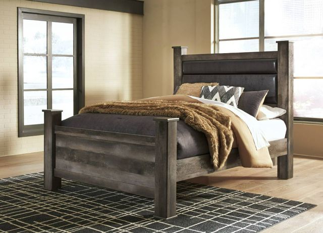 Signature Design by Ashley® Wynnlow Gray Queen Upholstered Poster Bed-3