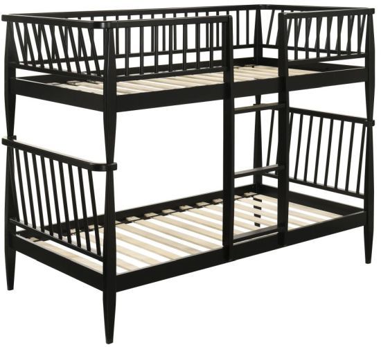 Coaster® Abram Black Youth Twin Over Twin Bunk Bed with Ladder-0