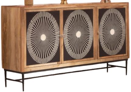 Jaipur Furniture Bone Inlay Dione 3-Door Brown Cabinet-0