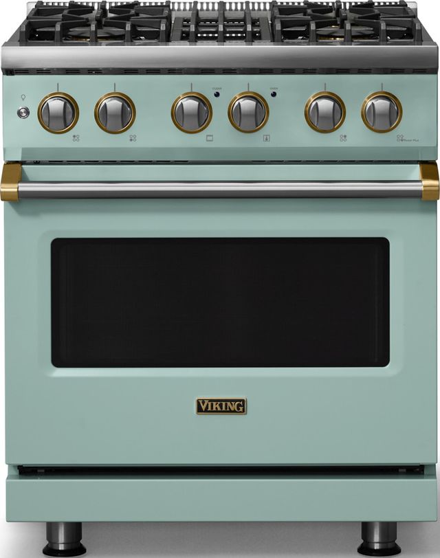 Viking® 5 Series 30" Splah Pro Style Dual Fuel (NG) Range with Brushed Brass Trim-0