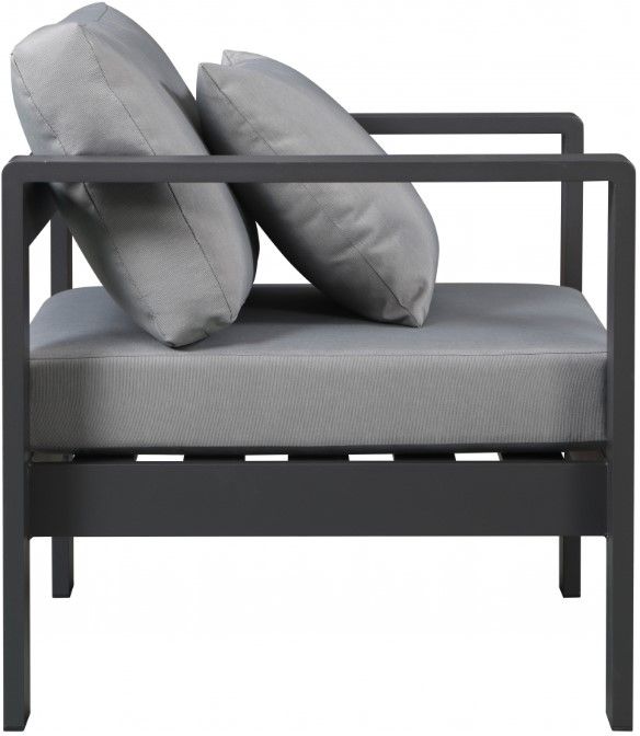 Meridian Furniture Nizuc Gray Aluminum/Fabric Outdoor Patio Arm Chair-2
