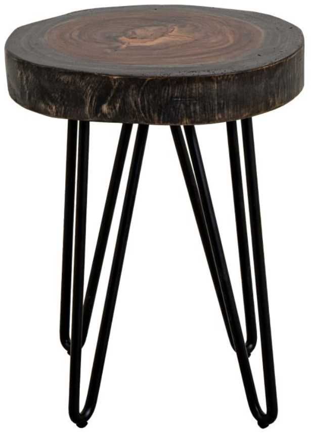 International Furniture Direct Parota Epoxy Brown Chairside Table with Black Base-0