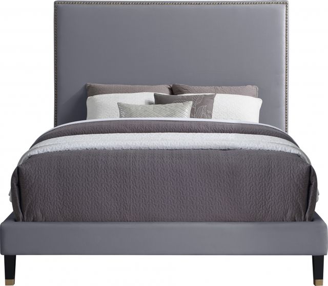 Meridian Furniture Harlie Grey Velvet Queen Bed-1