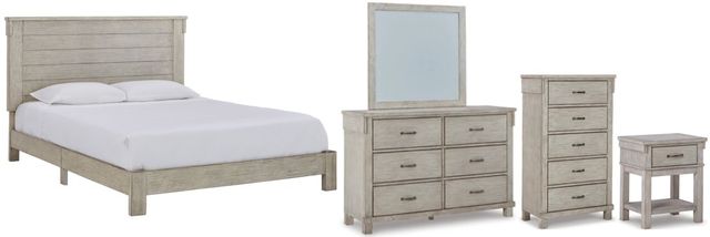 Signature Design by Ashley® Hollentown 5-Piece Whitewash King Panel Bed Set-0