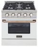 Kucht Professional KNG Series 30" Stainless Steel Pro Style Propane Gas Range with White Door and Gold Handle-0