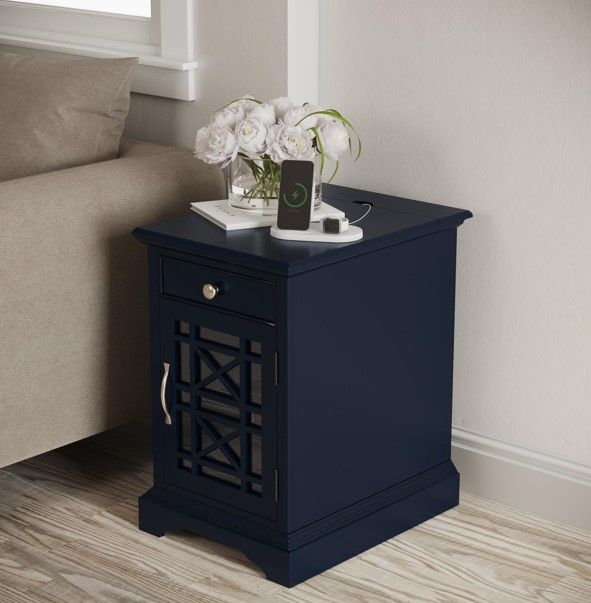 Jofran Inc. Craftsman Navy Power Chairside Table-1