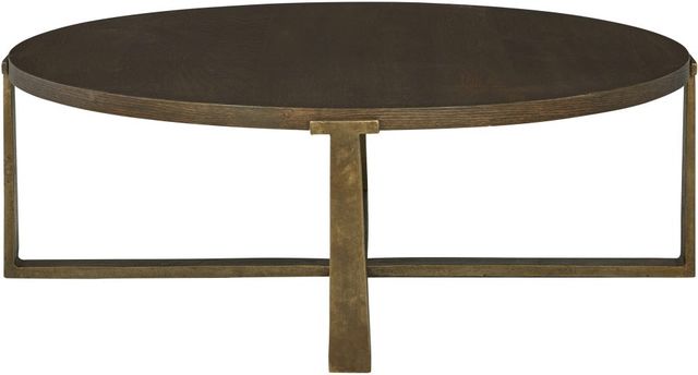 Signature Design by Ashley® Balintmore Brown Round Coffee Table with Antique Gold Gase-1