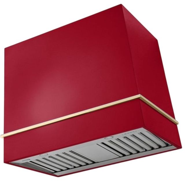 AGA Loge 48" Piccadilly Red Wall Mounted Range Hood with Brushed Nickel-0