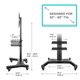Mobile TV Stand TV Cart with Wheels for 32" to 65 Inch TVs with AV Shelves TS1661-BLK-2