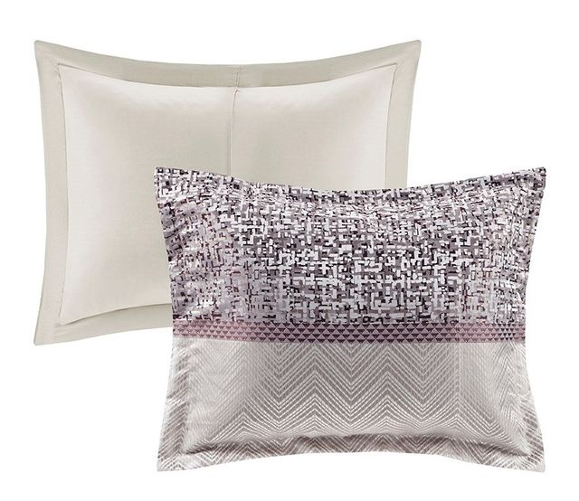 Olliix by Madison Park Rhapsody 7 Piece Purple California King Jacquard Comforter Set-1