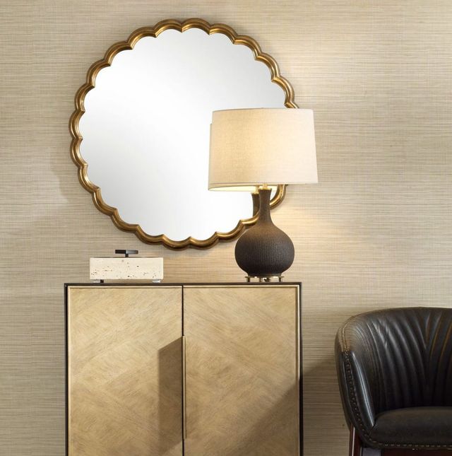 Uttermost® Cerrito Antique Brass Round Mirror-1