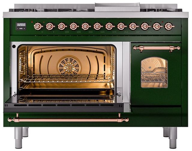 Ilve® Nostalgie II Series 48" Emerald Green Pro Style Dual Fuel Range-3