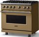 Viking® 5 Series 36" Golden Hour Pro Style Gas (NG) Range with Brushed Brass Trim-2