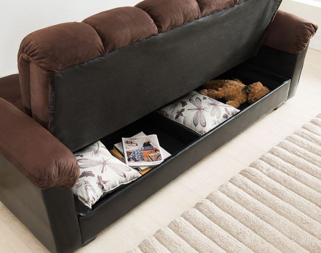 Milton Greens Stars Dark Brown Click Clack Futon Couch with Storage-1