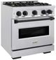 ZLINE Classic Autograph Edition 30" Satin Stainless Steel Pro Style Gas and Matte Black Accents-2