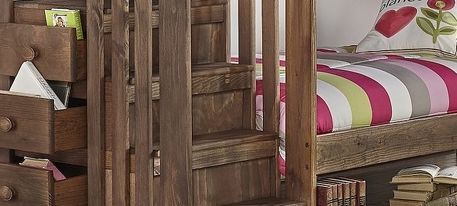 Simply Bunk Beds Chestnut Twin/Twin Stair Bunk Bed with Storage On The Side-1