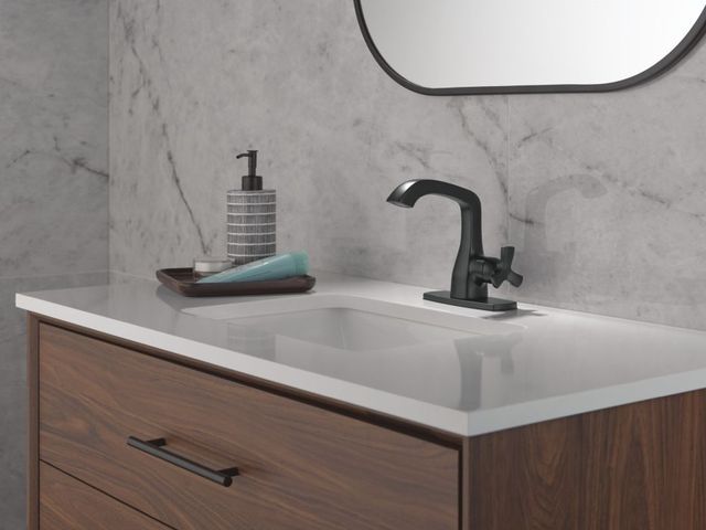 Delta Stryke® Matte Black Single Handle Bathroom Faucet-2