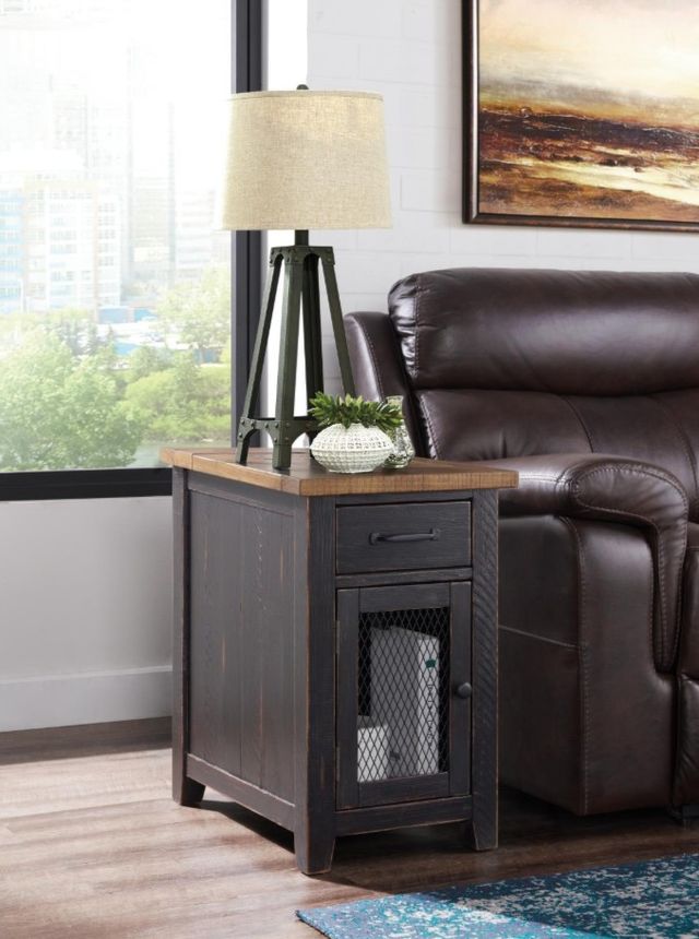 Martin Svensson Rustic Honey Chairside Table with Black Base-1