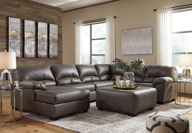 Benchcraft® Aberton 2-Piece Gray Sectional with Ottoman-3