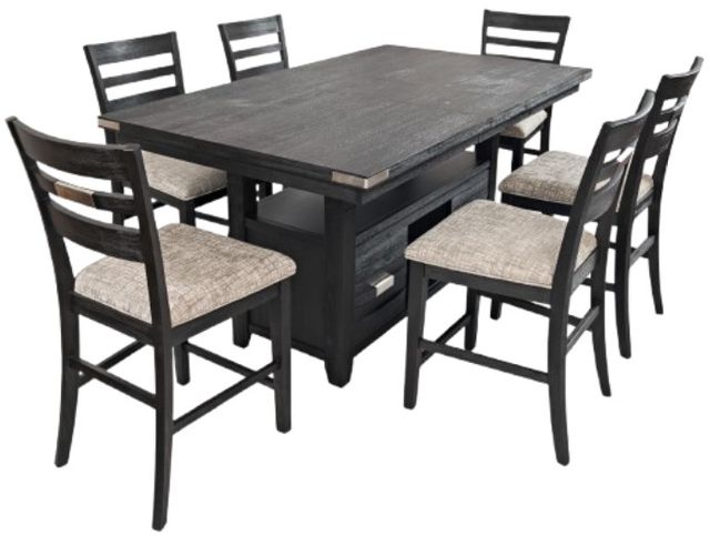 Jofran Inc. Altamonte 7-Piece Dark Charcoal/Gray 42" High-Low Rectangle Dining Set-0