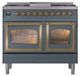 Ilve® Nostalgie II Noblesse 40'' Blue Gray Pro Style Dual Fuel Range with Brass Trim-1