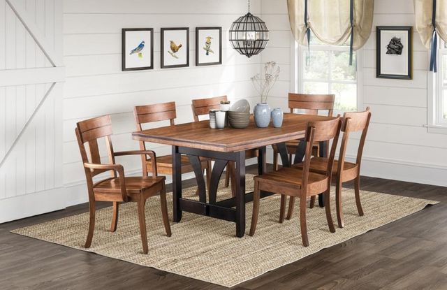 Urban Collections by Yutzy Woodworking Retreat Cherry Butterfly Trestle Dining Table with Seely Onyx Base-1