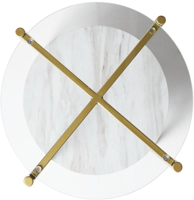 Signature Design by Ashley® Wynora Glass Top Round End Table with Gold Legs and Marble Shelf -1