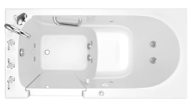 American Standard Gelcoat Value Series White 60" x 30" Walk-In Bathtub with Whirlpool Massage System - Left-Hand Door and Drain-1