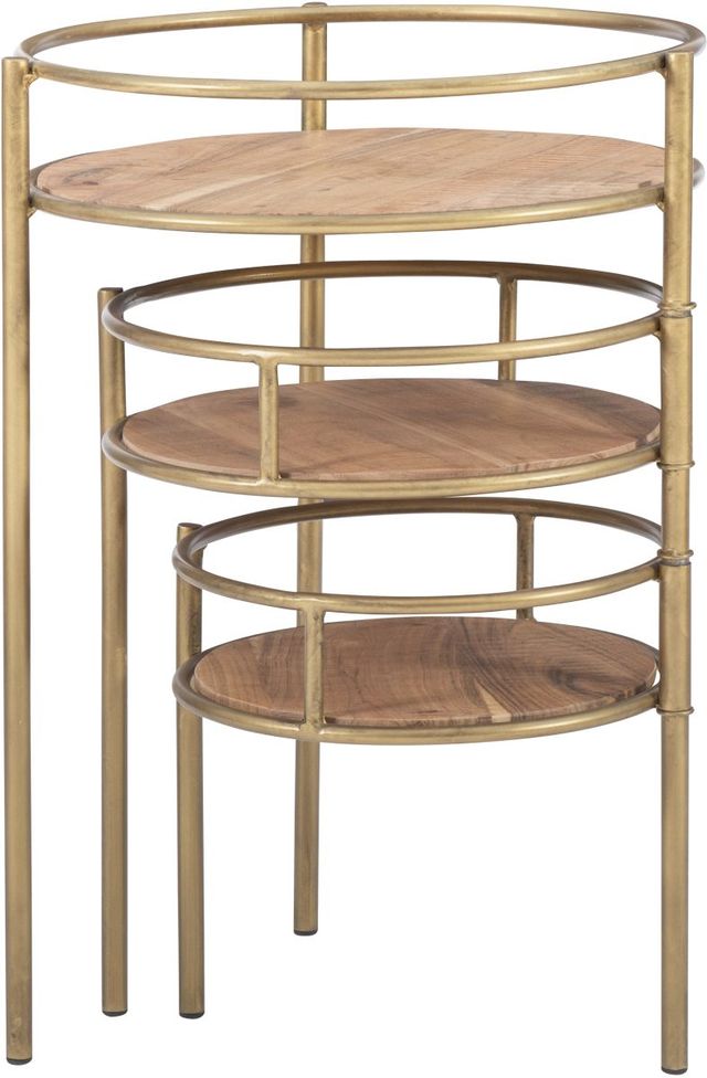 Powell® Collis Natural/Gold Three Tiered Plant Stand-4