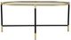 A & B Home Bertram Mirrored Top Coffee Table with Gold and Black Iron Crossed Base-1
