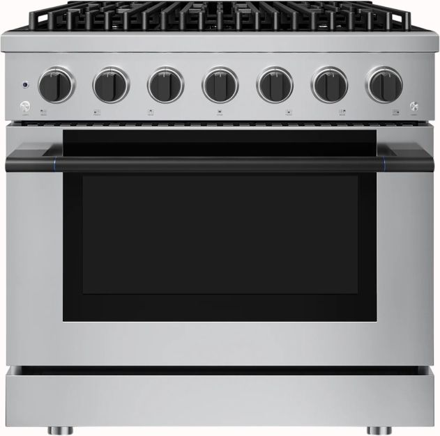Hauslane HausPro 36" Stainless Steel Pro-Style Dual Fuel Range with Matte Black Knobs-0