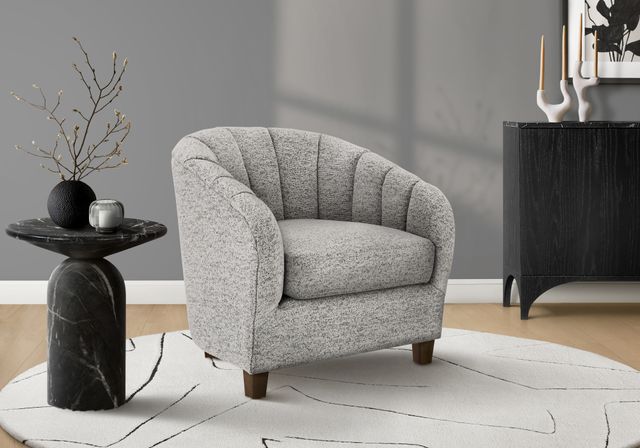 Monarch Specialties Inc. Silver 31" Curved Barrel-Back Accent Chair with Wood Legs-1