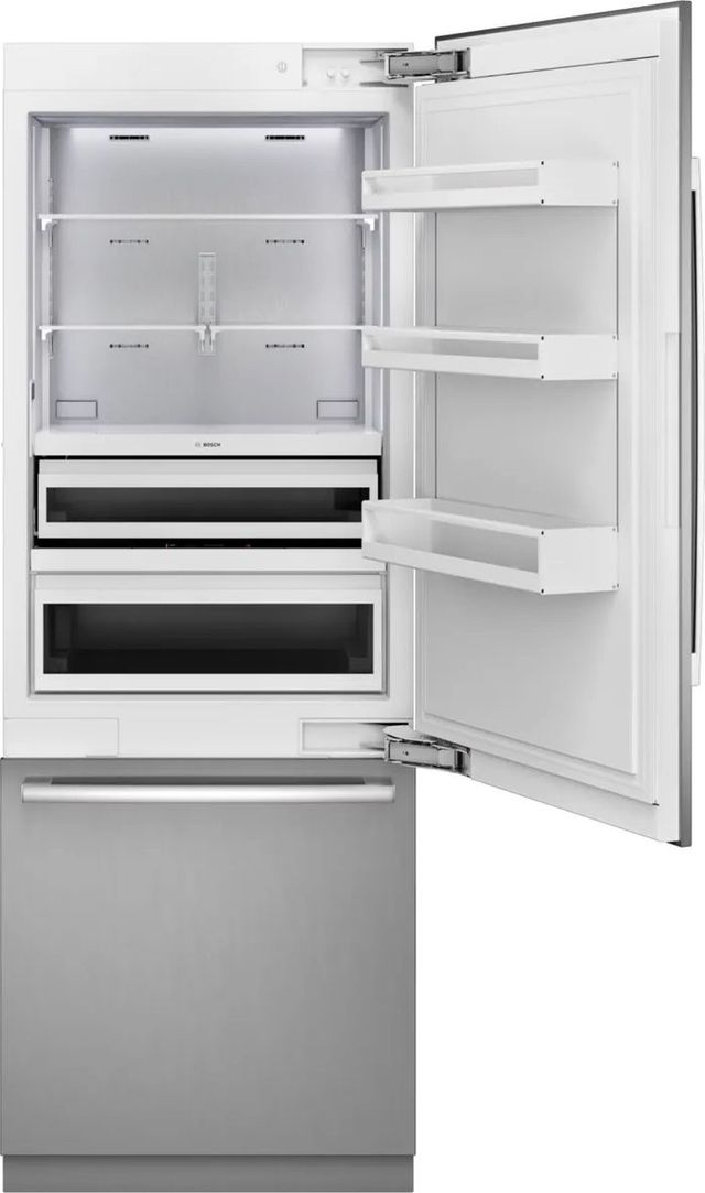 Bosch Benchmark® Series 30" 16.5 Cu. Ft. Stainless Steel Built-In Bottom Freezer Refrigerator with Softclose® Flat Hinge-1