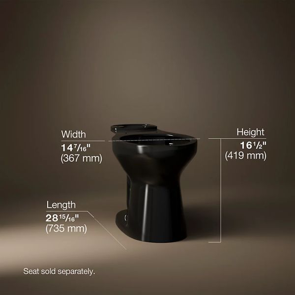KOHLER® Cimarron® Black Elongated Chair-Height Toilet Bowl with Fully Glazed Trapway-4