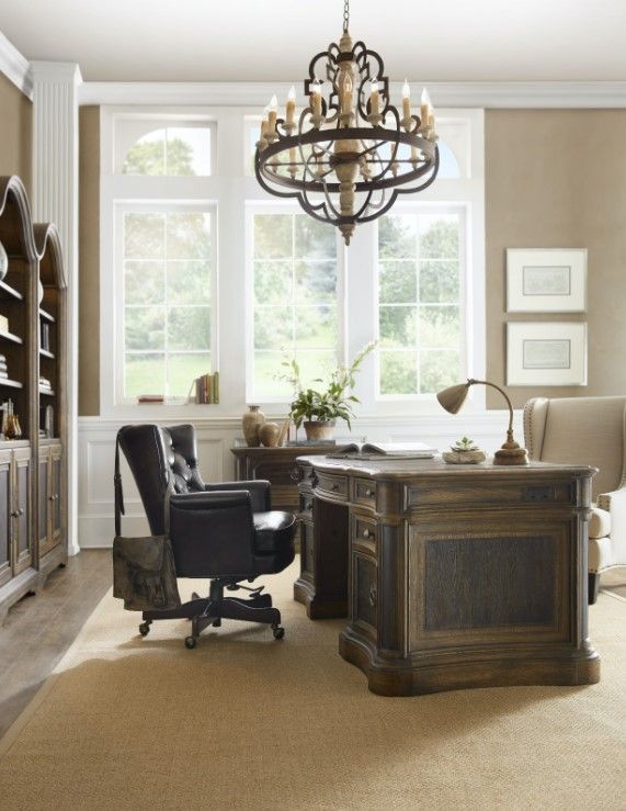 Hooker® Furniture Hill Country Anthracite Black/Saddle Brown Executive Desk-1