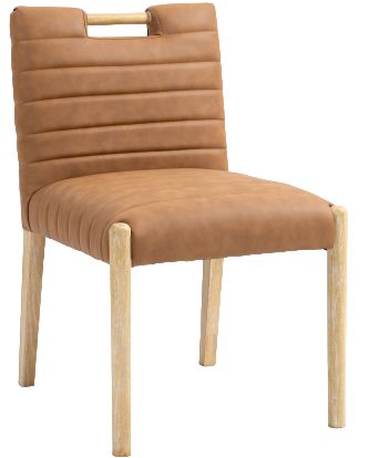 Meridian Furniture Aimee Cognac/Natural Leather Dining Side Chair-0