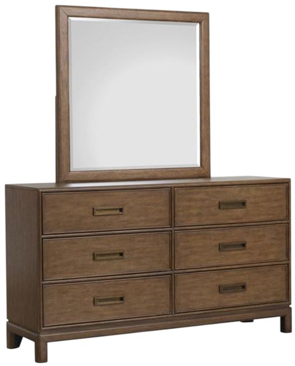 Magnussen Home® Ridgefield Russet Double Drawer Dresser with Landscape Mirror-0
