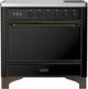 Ilve® Majestic III 36" Glossy Black Pro Style Induction Range with Solid Door and Burnished Trim-0