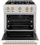 ZLINE Classic Autograph Edition 30" Stainless Steel Pro Style Dual Fuel Range with White Matte Door and Polished Gold Accents-1