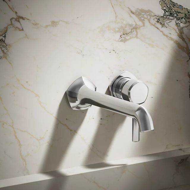 KOHLER® Occasion® Polished Chrome Wall-Mount Bathroom Sink Faucet Spout with Straight Design-3