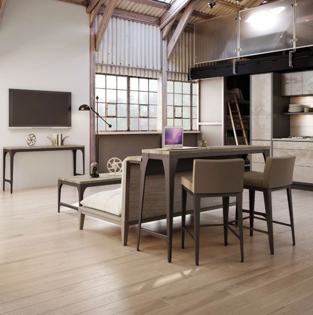 Amisco Customizable Elwood Short Island Table Metal Base and Top-1